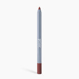A mauve Velvet Lip Contour pencil by PrimePrometics™, featuring a light blue body and white branding, stands upright on a white background—an ideal lip liner for mature lips.
