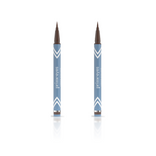 Two PrimePrometics™ 2pcs PrimeEyes Liquid Eyeliner pens stand upright on a white background, each with a fine brown tip and white chevron accents near the base.