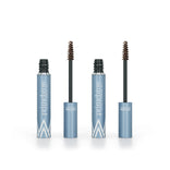 Two open tubes of PrimePrometics™ 2pcs PrimeBrow Tinted Gel, featuring blue packaging and angled applicators, stand upright against a white background—ideal for gray eyebrow coverage.