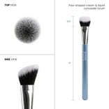 Mature woman tapping and blending concealer with PrimeSkin Concealer Brush for a smooth, second-skin finish