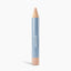 A large cosmetic pencil with a light blue body labeled prime prometics, featuring a sharpened wooden tip and a beige-colored base, standing upright on a white background.