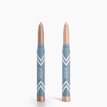 Two PrimePrometics™ 2pcs PrimeEyes Eye Brightener sticks, with blue and gold packaging and beige tips, stand upright on a white background. Designed for women over 50, they blur fine lines for a smooth eyeshadow finish.