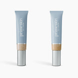 Two blue tubes of PrimePrometics™ 2pcs PrimeSkin CC+ Cream with silver caps: Light on the left, Golden Medium on the right. This lightweight foundation blurs pores and offers 1 fl oz (30 ml) per tube.