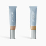 Two tubes of PrimePrometics™ 2pcs PrimeSkin CC+ Cream stand upright on a white background. The left is labeled Medium, the right Golden Medium. Both feature silver caps and sleek blue-gray packaging.