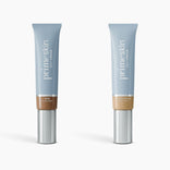 Two light blue 1 fl oz (30ml) tubes of PrimePrometics™ 2pcs PrimeSkin CC+ Cream, labeled Rich and Golden Medium, stand upright on a white background. This lightweight foundation blurs pores and suits women over 50.