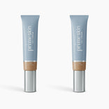 Two tubes of PrimePrometics™ 2pcs PrimeSkin CC+ Cream in Tan, each with a blue body, silver cap, and beige label, stand upright on a white background—ideal for women over 50 and blurs pores for a flawless finish.