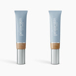 Two tubes of 2pcs PrimeSkin CC+ Cream by PrimePrometics™ are shown upright on a white background. The left tube is labeled Tan, the right Tan Rich. Both are light blue with silver caps and designed for women over 50.